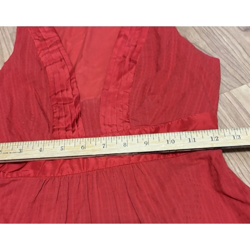 Maeve Anthroplogie Dress Womens 0 Red Cotton Silk Waist Tie Feminine Wedding - Picture 10 of 12